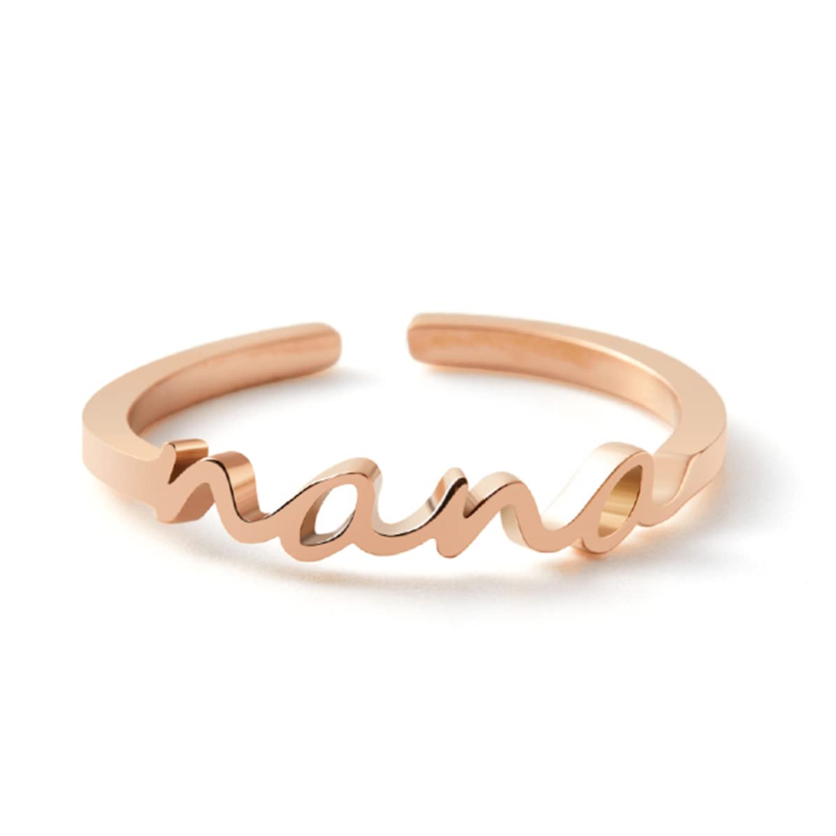 CHENVA Grandmother Gift Mimi Ring Nana Ring Dainty Ring Jewelry for Grandmother (Nana Ring rose gold)