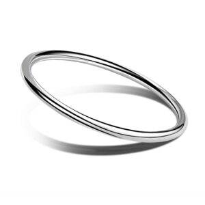 meilanduo solid 925 sterling silver 4mm high polished round circle bangle shiny minimalist bangle bracelet for women (68mm for large wrists)