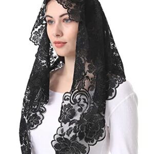 Bozidol Women's Catholic Church Mass Mantilla Veils Triangle Orthodox Headcovering Chapel Soft Lace Veil for Funeral