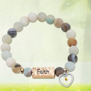 Uloveido Fashion Natural Stone Faith Bracelets Charm with Heart Mustard Seed Stretch Bracelets for Women Y2000-3