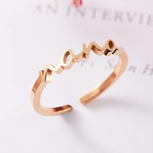 CHENVA Grandmother Gift Mimi Ring Nana Ring Dainty Ring Jewelry for Grandmother (Nana Ring rose gold)