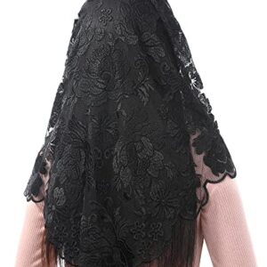 Bozidol Women's Catholic Church Mass Mantilla Veils Triangle Orthodox Headcovering Chapel Soft Lace Veil for Funeral