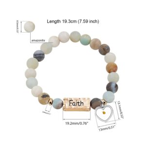 Uloveido Fashion Natural Stone Faith Bracelets Charm with Heart Mustard Seed Stretch Bracelets for Women Y2000-3