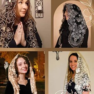 Bozidol Women's Catholic Church Mass Mantilla Veils Triangle Orthodox Headcovering Chapel Soft Lace Veil for Funeral