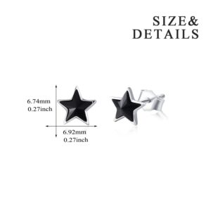 925 Sterling Silver Black Star Studs Earrings with Crystal Gifts for Women