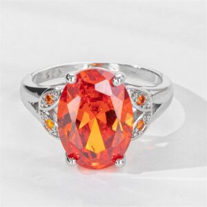 GYOEI 925 Sterling Silver Large Carat Oval Cut Twilight Orange Mystic Quartz Orange Gemstone Ring Cubic Zirconia Rings Eternity Engagement Wedding Band Ring for Women HM445 (7)