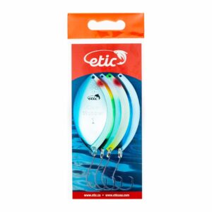 ETIC Clear Wobbler 3", ¼oz Fishing Spoons Kit 100% Made of Brass, 4pcs Fishing Lures, Tackle, Hooks, Baits, Spinning, Casting, Trolling for Trout, Salmon, Pike, Walleye, Bass and Mores