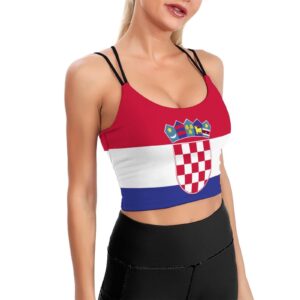 Croatia Flag Yoga Tank Tops for Women Cropped Running Shirts Padded Sports Bra for Athletic Yoga Fitness S