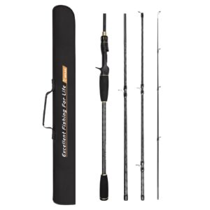 Casting Fishing Rod SAN LIKE Spinning Fishing Rod Durable Fiberglass Telescopic Fishing Rod with EVA Handle and Carrier Bag for Beginner Adults Sea Fishing (1.98M 6.5FT)