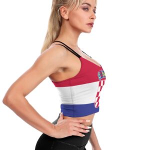 Croatia Flag Yoga Tank Tops for Women Cropped Running Shirts Padded Sports Bra for Athletic Yoga Fitness S