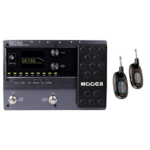 mooer ge150 guitar multi effects pedal, expression pedal, practice fx pedal bundled with ap10 air plug guitar wireless system