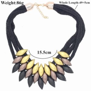 Bib Necklace for Women,Gold and Black Chunky Layered Choker Necklace,African Statement Fashion Collar Necklace Jewelry Gifts