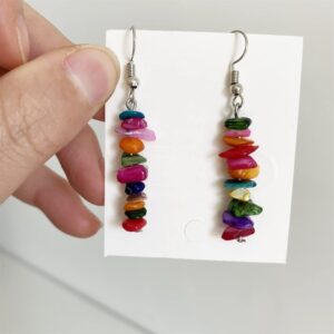 JIUIQL Unique Handmade Bohemian Crystal Quartz Earrings Colorful Natural Chakra Stone Dangle Drop Earrings for Women Statement Jewelry Gifts (Colorful)