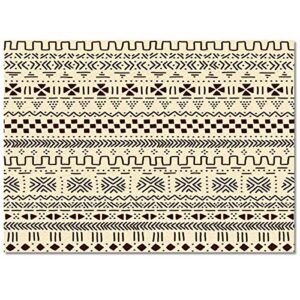 YOKOU Indoor Area Rugs, Geometric Pattern Arrica Traditional Culture Brown Beige Non-Slip Rectangle Accent Area Rug for Bedroom Living Room Kids Room Play Room 5'x8'