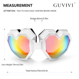 GUVIVI Heart Shaped Sunglasses Fashion Ski Goggles Oversize Love Glasses for Women Men Fun Eyewear Eyeglass