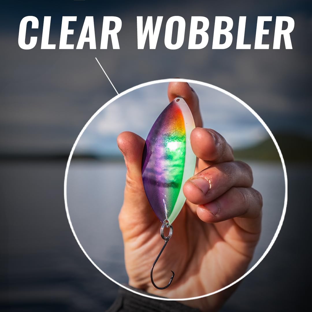 ETIC Clear Wobbler 3", ¼oz Fishing Spoons Kit 100% Made of Brass, 4pcs Fishing Lures, Tackle, Hooks, Baits, Spinning, Casting, Trolling for Trout, Salmon, Pike, Walleye, Bass and Mores