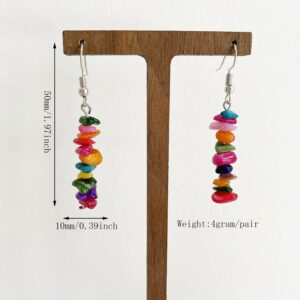 JIUIQL Unique Handmade Bohemian Crystal Quartz Earrings Colorful Natural Chakra Stone Dangle Drop Earrings for Women Statement Jewelry Gifts (Colorful)