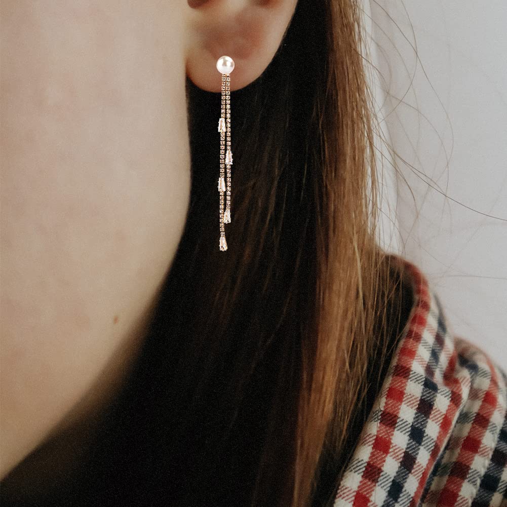 Dangle Earrings for Women, Fashion Silver Earrings, Sterling Silver Bling Design Long Dangle Earrings Drop Women Drop Silver Earrings Dangling Earrings Jewelry for Women(Gold)