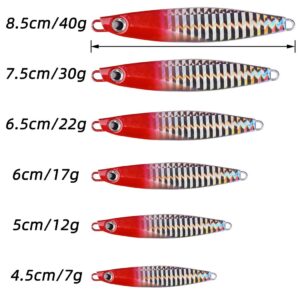 Aorace 12pcs 30g 7.5cm Metal Jigs Saltwater Fishing Lures Jigging Spoon Lures Kit for Long Casting Surf Fishing Slow Vertical Casting Artificial Lead Jigs Assortment for Bass Sea Trout