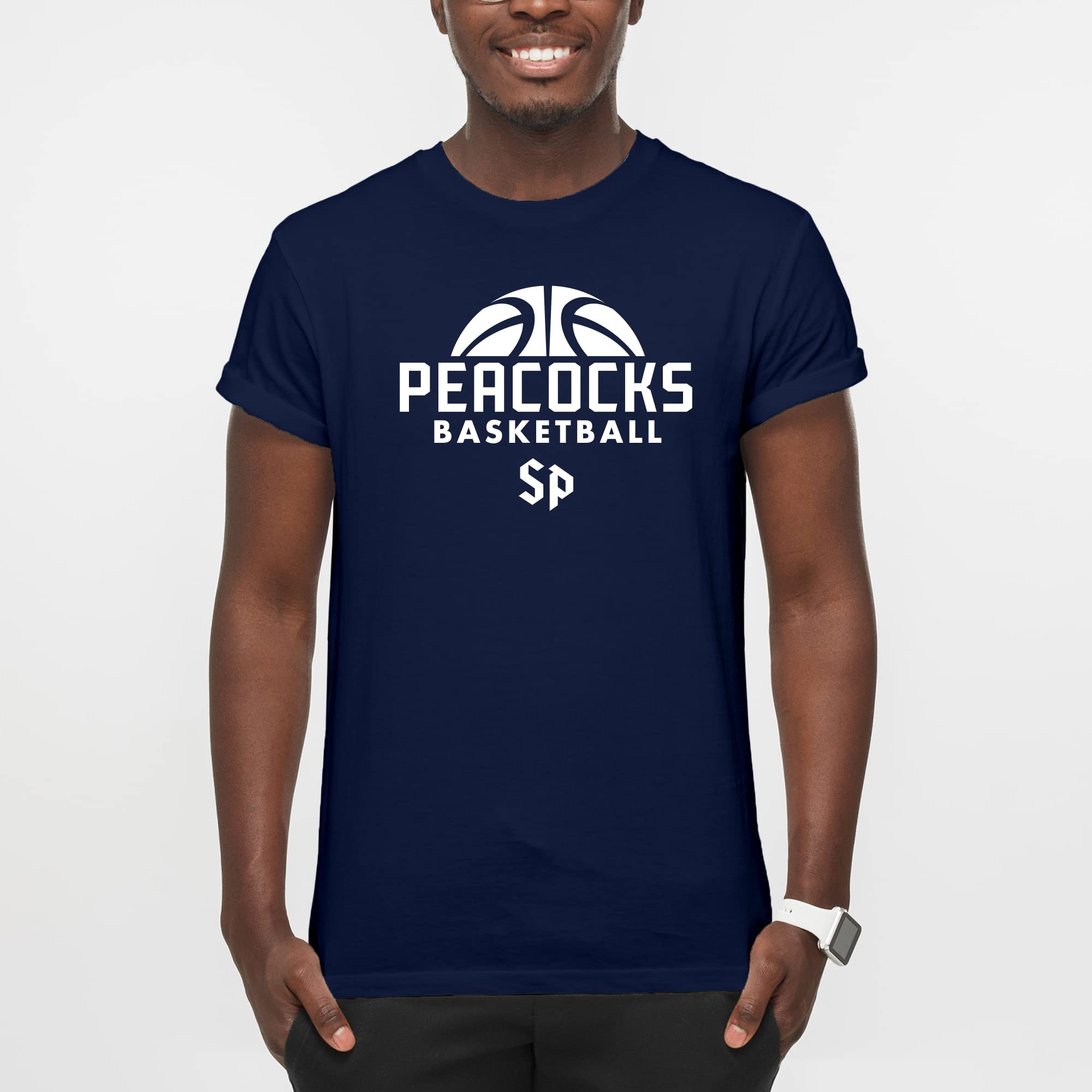 UGP Campus Apparel AS08 - St Peter's University Peacocks Basketball Hype T Shirt - Large - Navy