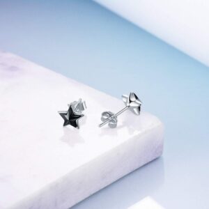 925 Sterling Silver Black Star Studs Earrings with Crystal Gifts for Women