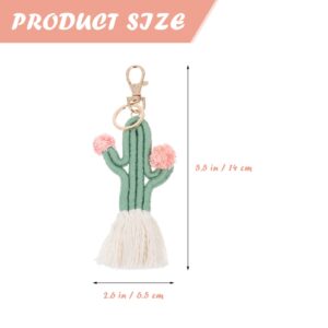 GALPADA Woven Cactus Keychain Handmade Bohemian Tassel Keyring Cactus plant Pendant Boho Key chain Jewelry for women Girls boy