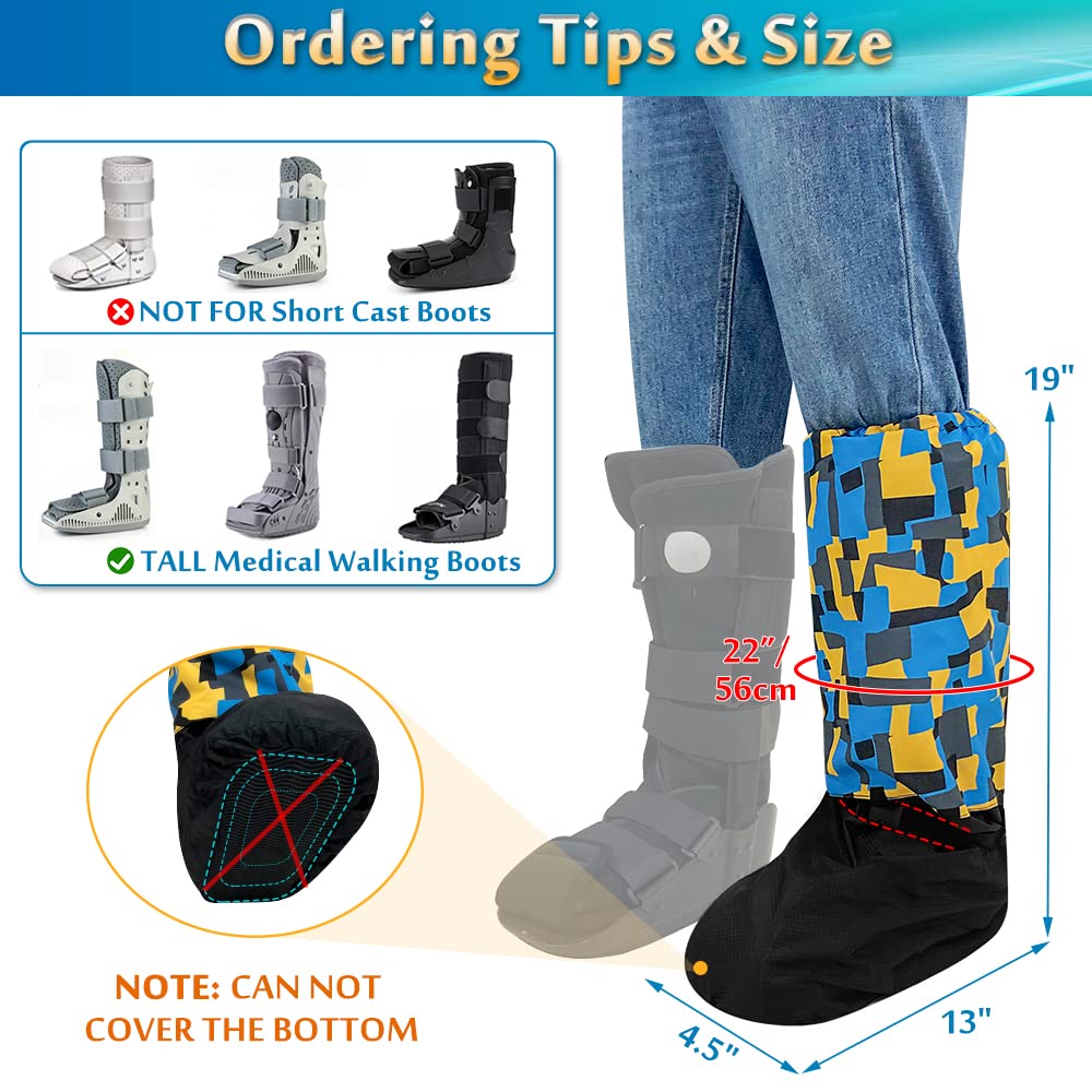 Mybow Walking Boot Cover Medical Fracture Foot Cast Cover Orthopedic Walking Boot for Broken Ankle Tall Waterproof Foot Cover Outdoor Protector Snow Winter Recovery Rain Boot Cover Accessories