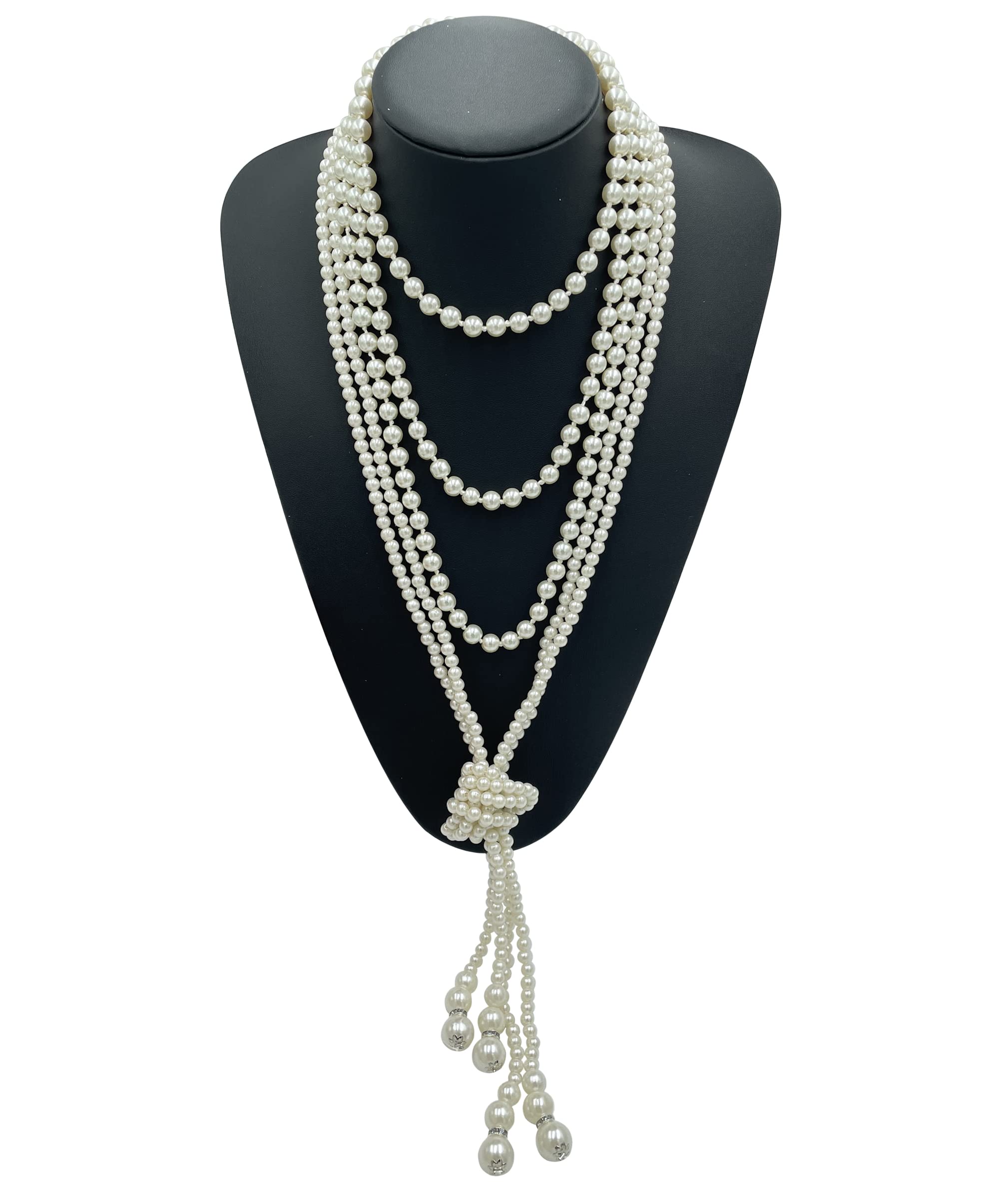 Gionforsy Flapper Pearl Necklace 1920s Long Faux Pearl Necklace Imitation Pearl Necklace for Gatsby Costume Wedding Party