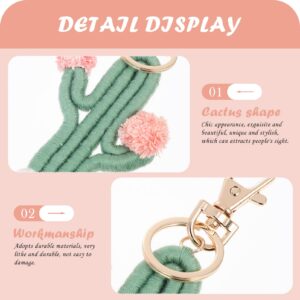 GALPADA Woven Cactus Keychain Handmade Bohemian Tassel Keyring Cactus plant Pendant Boho Key chain Jewelry for women Girls boy