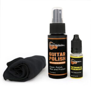 guitar cleaning, polish and oil care kit - guitar oil and cleaner for body and fretboard fingerboard - cleans, polishes, and protects