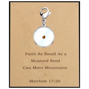 bekech seed of faith mustard seed charm zipper pull clip on gift for religious men women christian church school sunday school teacher student handbag ornament