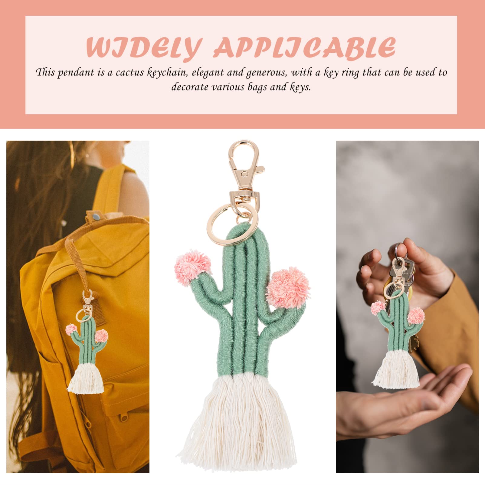 GALPADA Woven Cactus Keychain Handmade Bohemian Tassel Keyring Cactus plant Pendant Boho Key chain Jewelry for women Girls boy