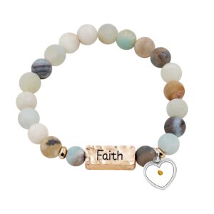 Uloveido Fashion Natural Stone Faith Bracelets Charm with Heart Mustard Seed Stretch Bracelets for Women Y2000-3