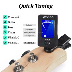 Guitar Tuner Clip on Ukulele Violin Tuner - Chromatic Tuner for Bass Electric Acoustic Guitar Tuner