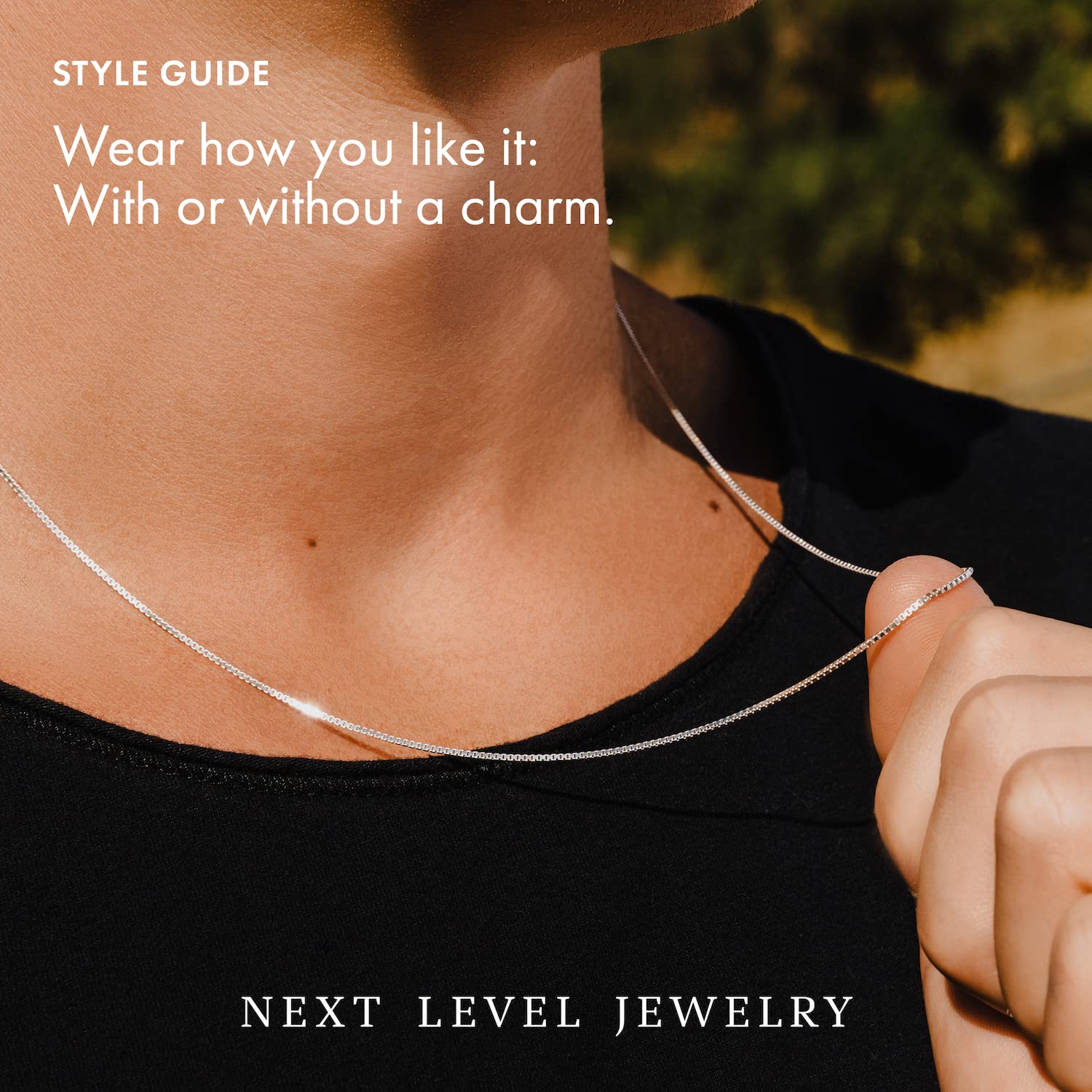 Next Level Jewelry Italian Box Chain Sterling Silver 0.8MM, 925 Sterling Silver Box Chain Necklace, Sterling Silver Chain Necklace Women, Thin Sterling Silver Necklace Chain Women Girl, 0.8mm,18