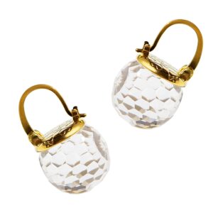 Crystal Earrings for Women,18k Gold Plated, Sparkly Austrian Crystal Ball Dangle Earrings (Clear)