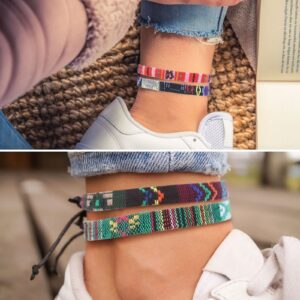 Lorfancy 12 Pcs Boho Bracelets for Women Girls Braided Bracelets Ankle Bracelets Aesthetic Beach Surfer Woven Men Friendship Bracelet Jewelry Accessories