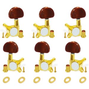 SAPHUE 6 Pieces 3L3R Guitar tuner pegs,Big Square Sealed guitar tuning pegs tuners machine heads,for Acoustic or Electric Guitar (Gold)