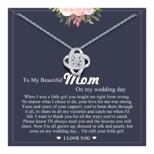 UNGENT THEM Mother of the Bride Gifts from Daughter, Mother of the Bride Necklace from Bride, Wedding Gifts for Mom Love Knot Necklace On Wedding Day