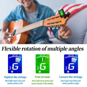 Guitar Tuner Clip on Ukulele Violin Tuner - Chromatic Tuner for Bass Electric Acoustic Guitar Tuner