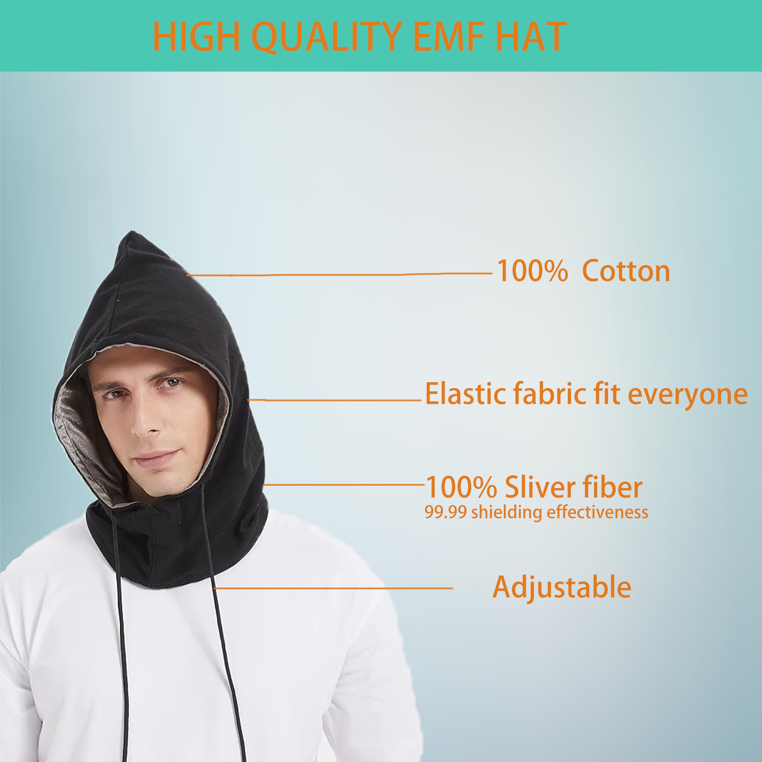 SHINRAY EMF Faraday Hat,Faraday Fabric Liner Brain Coat,EMF Cap,EMF Hood,5G,WiFi,Cell Towers Shielding