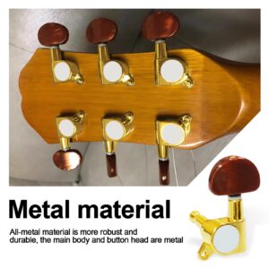 SAPHUE 6 Pieces 3L3R Guitar tuner pegs,Big Square Sealed guitar tuning pegs tuners machine heads,for Acoustic or Electric Guitar (Gold)