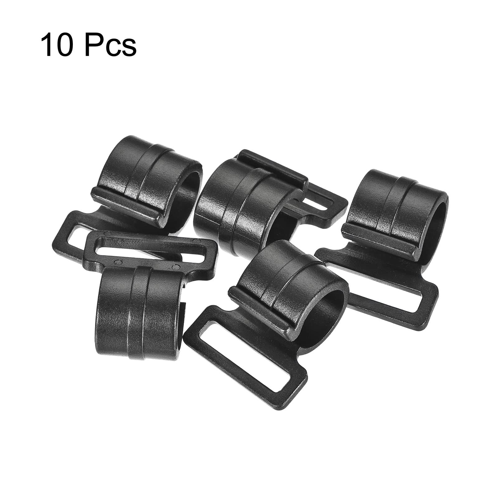 MECCANIXITY Tent Pole Clips, 11mm ID C Shape Tarp Rod Bracket Plastic Clamp Fasteners for Outdoor Camping, Black Pack of 10