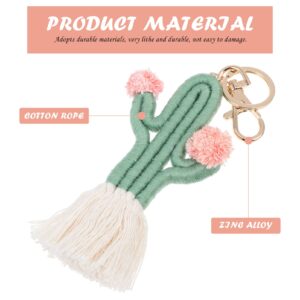 GALPADA Woven Cactus Keychain Handmade Bohemian Tassel Keyring Cactus plant Pendant Boho Key chain Jewelry for women Girls boy