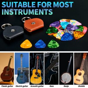 Guitar Picks - Celluloid Guitar Picks 22 Pcs with 2 Pcs Guitar Pick Holder for Acoustic Electric Bass Guitars Ukulele