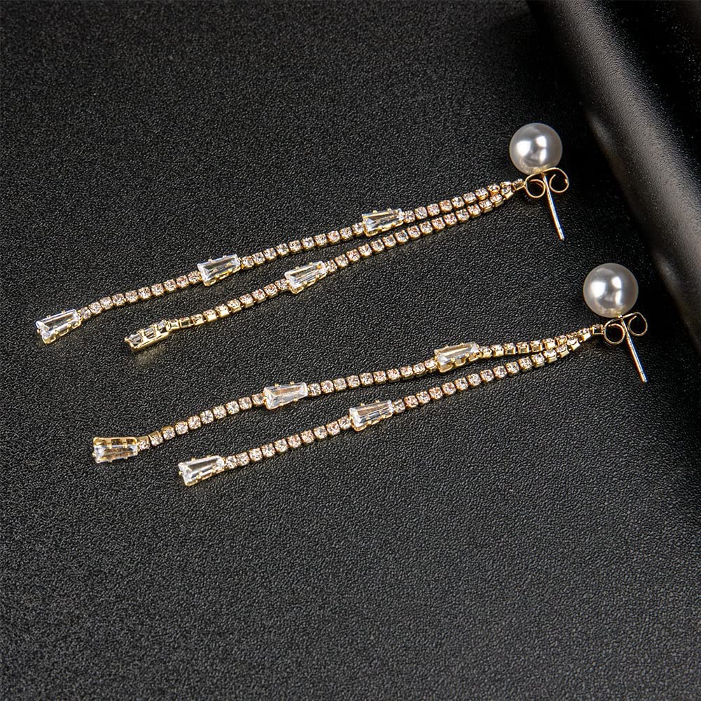 Dangle Earrings for Women, Fashion Silver Earrings, Sterling Silver Bling Design Long Dangle Earrings Drop Women Drop Silver Earrings Dangling Earrings Jewelry for Women(Gold)