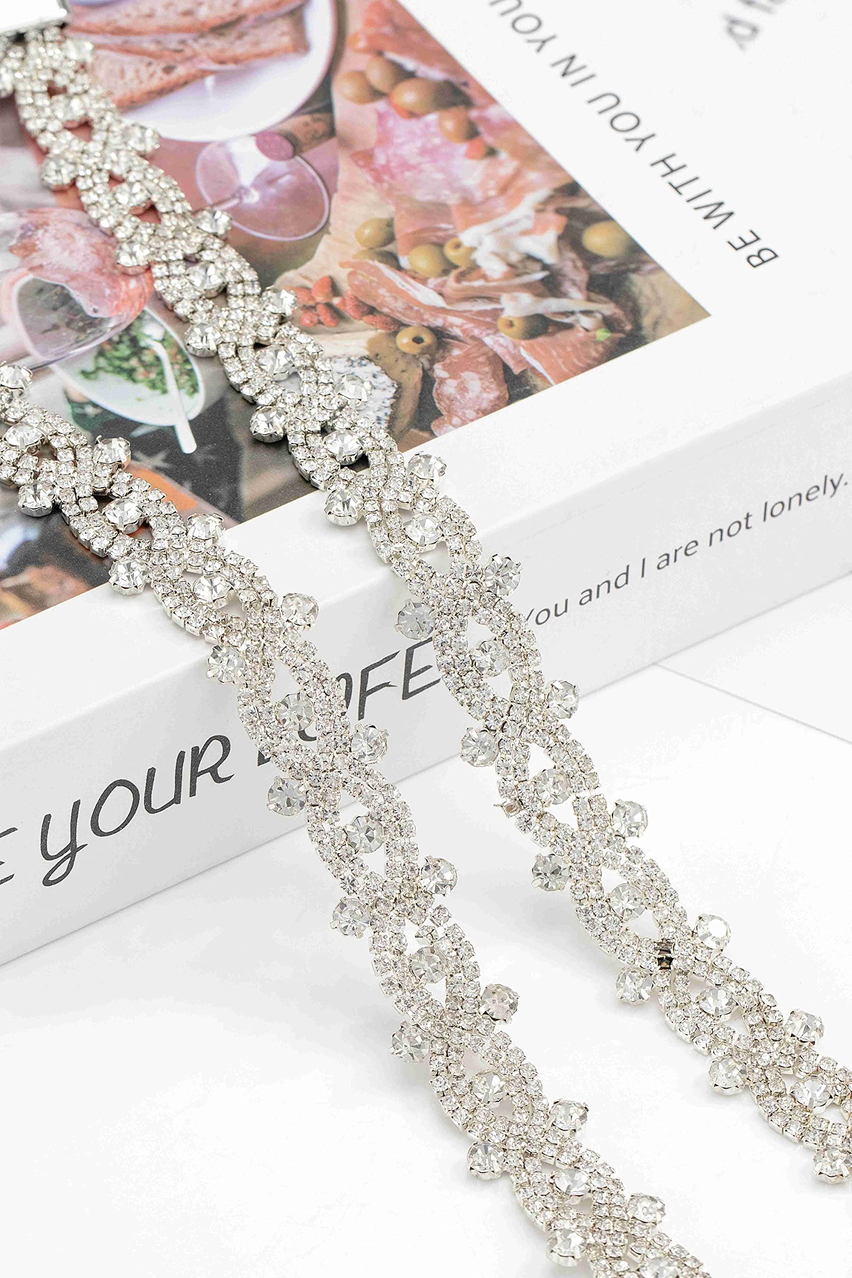 Rhinestone Belt Sliver Sparkly Crystal Dimonad Belt for Women Dresses Wedding Dress Bridal Belt Sliver Loop