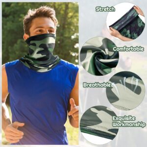 Tarpop 20 Pcs Headwear Seamless Bandana Face Masks, Head Wrap Neck Bandana, Breathable Face Cover Scarf Mask (Camo Style)