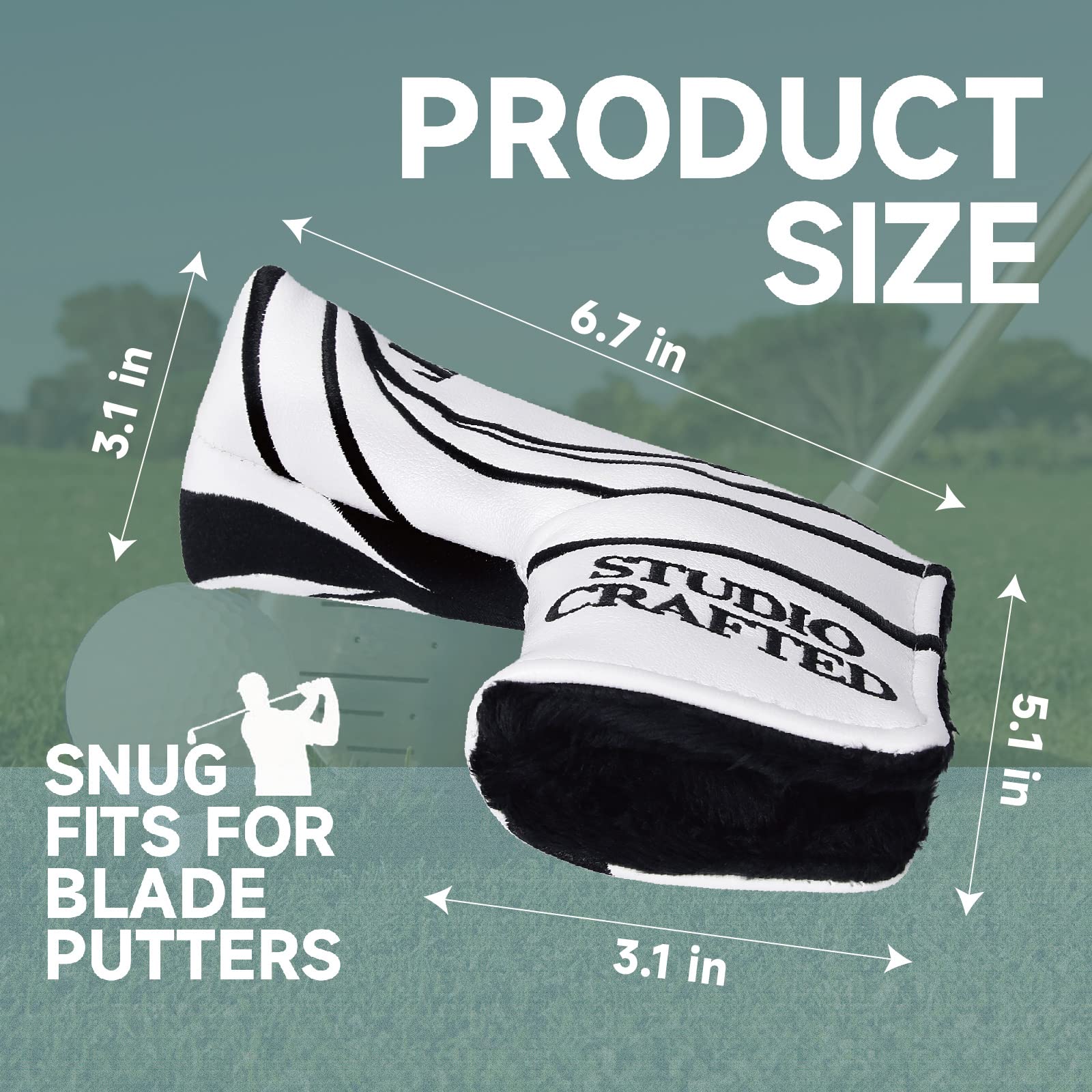 Studio Crafted No Time to Putt Golf Blade Putter Headcover Magnetic Closure