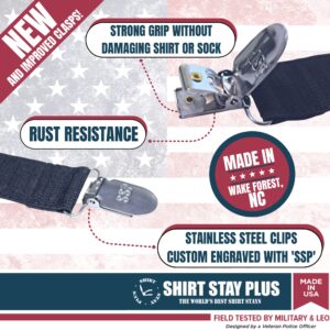 Shirt Stay Plus Tuck-It Belt Style Shirt Stay for Men Police from (Made in USA -Standard Size)(Select Series) Hidden Shirt Tucker Holder (2 Pack)